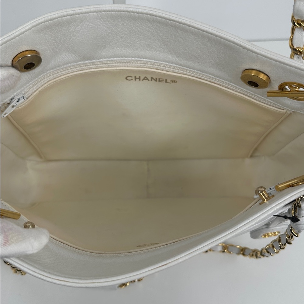 Authenticated CHANEL Quilted Shoulder Bag- White - Picture 8 of 16